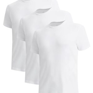 Bamboo Cool Men's Slim Fit V-Neck Undershirts Moisture-Wicking Soft Stretch White Tees 3 Pack Bamboo Cool Men's Crewne