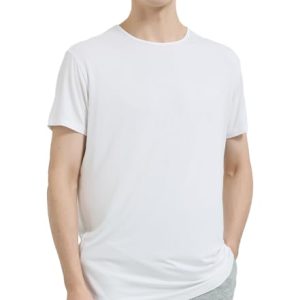 Ultra Soft Bamboo Viscose T Shirts for Men | Longline Short Sleeve Bamboo Tshirt for Men | Round Hem Bamboo Viscose T S