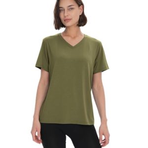 BAMBOO COOL Women's V-Neck T-Shirts | Cooling Short Sleeve Sexy Fit | Women's Basic Tops | Forest Stewardship Council Ce