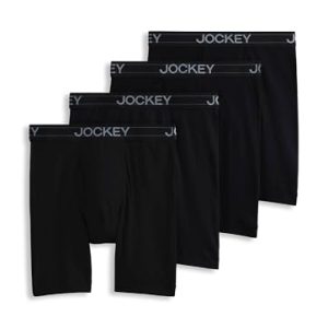 Jockey Men's Lightweight Cotton Blend Underwear - 7" Long Leg Boxer Brief - 4 Pack - Breathable Comfort - Everyday Wear