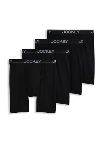 317ytt1kwl.jpg Jockey Men's Lightweight Cotton Blend Underwear - 7" Long Leg Boxer Brief - 4 Pack - Breathable Comfort - Everyday Wear