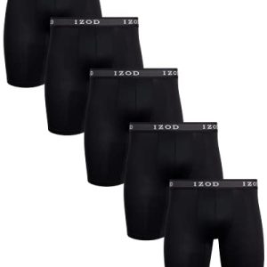 IZOD Mens Performance Stretch Boxer Briefs - 5 Pack Long Leg Boxers (Sizes: S-XL)