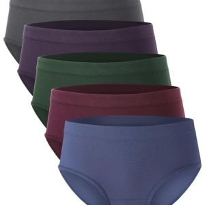 BAMBOO COOL Womens Moisture-Wicking Briefs, Soft and Breathable Mid Waist Panties, 5-Pack