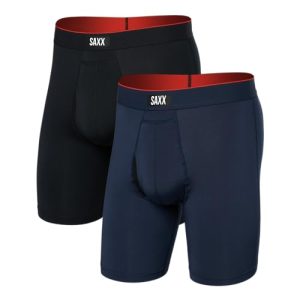 SAXX Men's Underwear with Pouch Multi Sport Mesh Long Boxer Brief Fly 2Pk