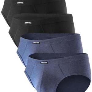 Men's Bamboo Cool Tagless Briefs with Coverd Waistband and Contour Pouch | Comfort Soft Underwear for Men with Breathab