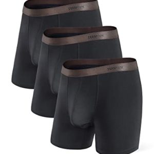 Separatec Mens Breathable Boxer Briefs with Pouch Moisture Wicking | Separatec Bamboo Made Underwear Men 3 or 6 Pack |