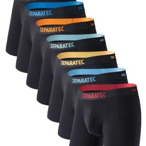 Breathable Cooling Dual Pouch Mens Underwear Made from Bamboo - Boxer Briefs and Trunks 7 Pack | Separatec Mens Breatha
