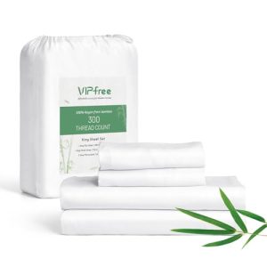 100% Rayon Derived from Bamboo, Cooling Sheets for King Size Bed Set, Breathable & Silky Soft, Hotel Bedding Sheets & P