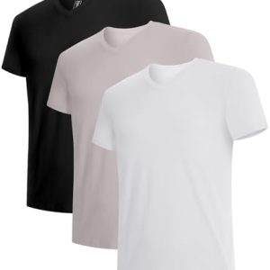 Bamboo Cool Men's Breathable Stretch V-Neck T-Shirts - Moisture-Wicking 3 Pack Bamboo Cool Stretch V-Neck T-Shirts for M