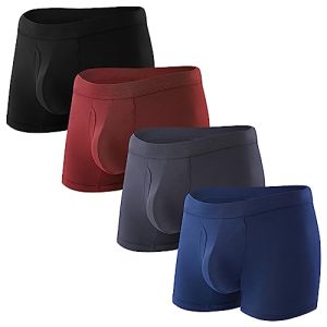 Bamboo Cool Men's Soft Waistband Open-fly Support Underwear Trunks (3 or 4 Pack) | Bamboo Cool Men's Soft Waistband Ope