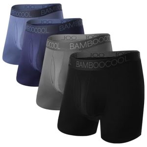 BAMBOO COOL Men's Breathable Underwear Dual Pouch Boxer Briefs Support Ball Pouch 4 Pack BAMBOO COOL Men's Suppo