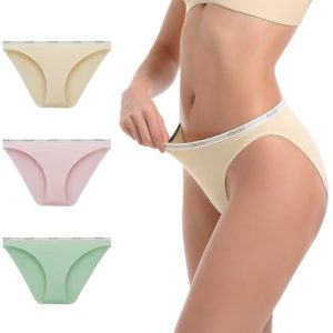 OEIOEI Women's Bamboo Rayon Soft High Cut Bikini Panties 3 Pack Suitable for Sensible Ladies OEKO-TEX STANDARD 100 OEIOE