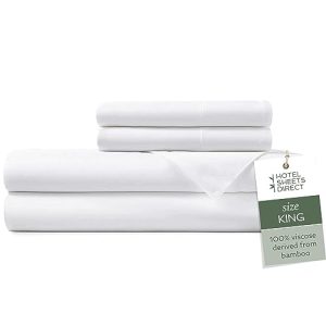 Hotel Sheets Direct 100% Viscose Derived from Bamboo 4 Piece Bed Sheet Set King Size for Adults, Cool and Breathable Lux