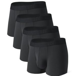 David Archy Mens Breathable Bamboo Trunks Underwear 4 Pack |5"