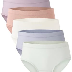 BAMBOO COOL Soft and Breathable Women's Moisture-Wicking Briefs, Mid Waist, 5-Pack