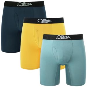OEIOEI Men's Breathable Long Boxer Briefs with Fly 8 Inch 3 Pack OEKO-TEX STANDARD 100 | OEIOEI Men's Bamboo Rayon Brea