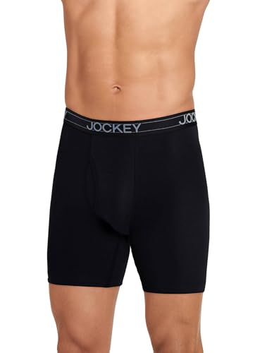 31myg9jfm l.jpg Jockey Men's Lightweight Cotton Blend Underwear - 7" Long Leg Boxer Brief - 4 Pack - Breathable Comfort - Everyday Wear