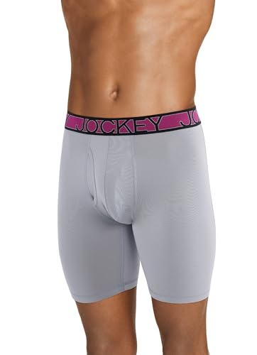 31r8dog5r4l.jpg Jockey Men's Active Microfiber Underwear - Long Leg Boxer Brief, 9" Long Leg, 3 Pack - Breathable, Comfortable, Versatil