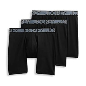 Jockey Men's Active Microfiber Underwear - 9" Long Leg Boxer Brief - 3 Pack - Comfortable Workout Briefs