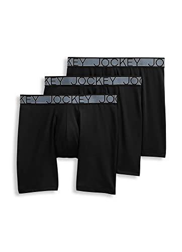 31ra4ev1val.jpg Jockey Men's Active Microfiber Underwear - 9" Long Leg Boxer Brief - 3 Pack - Comfortable Workout Briefs