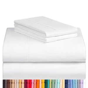 LuxClub White King Size Deep Pockets Cooling Bed Sheets - Wrinkle Free & Machine WashableOEKO-TEX STANDARD 100 LuxClub K