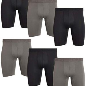 AND1 Mens Stretch Long Leg Compression Boxer Briefs 6 Pack Mesh Contour Pouch Supportive For Daily Wear