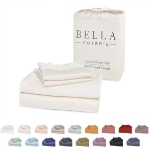 Bella Coterie Luxury Bamboo Viscose King Size Sheet Set for Hot Sleepers | Ultra Soft | 18" Deep Pocket [Ivory] OEKO-TEX