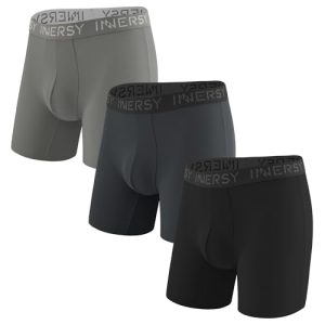 INNERSY Men's Cooling Breathable Seamless No Fly Boxer Briefs 3-Pack | INNERSY Men's No Fly Seamless Boxer Briefs Cooli