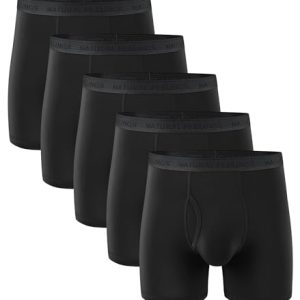 Natural Feelings Mens Breathable Underwear Bamboo Viscose Boxer Briefs Regular Long Open Fly 5-Pack Natural Feelings M