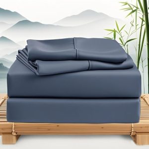 King Bed Sheet Set -Genuine 100% Organic Viscose Derived from Bamboo, Luxuriously Soft & Cooling, Deep Pocket 16" Hotel