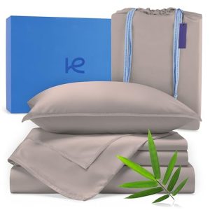 Kickoff 100% Organic Bamboo Viscose Sheets King SizeSet for Hot Sleepers in Grey Mist OEKO-TEX Standard 100 Kickoff Ki