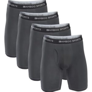BAMBOO SPORTS B Mens 6 in. Bamboo Rayon Boxer Briefs 4 Pack Anti Chafing Breathable Comfortable Moisture Wicking BAMBOO
