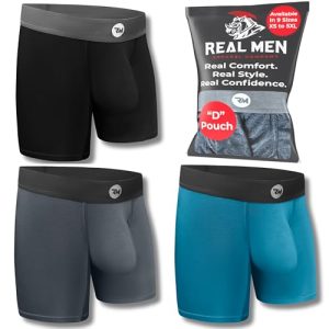 Real Men Bulge Enhancing Pouch Underwear for Men - Modal Boxer Briefs 3 Pack Set - ABCD Pouch | Real Men Bulge Enhancin