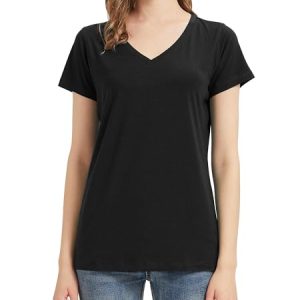 Women's Ultra-Soft Bamboo Viscose V-Neck T-Shirt Comfy Sleep Pajama Lounge Tops for Casual Wear | Trendy Women's Ultra-