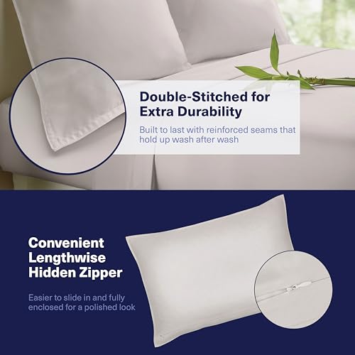 4126evrwkl.jpg Kickoff 100% Organic Bamboo Viscose Sheets for Hot Sleepers King Size 4-Piece Set Fits King Bed Dove Grey