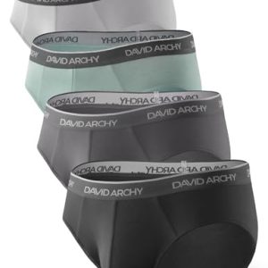David Archy Men's Comfort Fit Briefs Rayon Made from Bamboo 4 or 7 Pack - Super Soft NO Fly Underwear