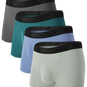 Bamboo Cool Mens Trunks Underwear: Breathable Mesh Fly, Moisture-Wicking, 4 Pack Bamboo Cool Mens Breathable Underwear: