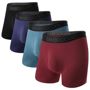 Bamboo Cool Men's Dual Pouch Boxer Briefs Support Ball Pouch Breathable Underwear - 4 Pack