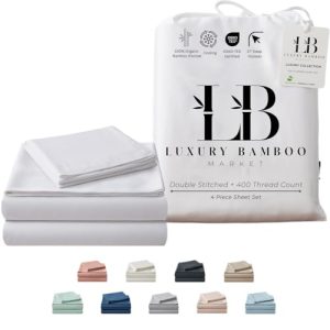 Luxury Bamboo Market | Ultra Soft King Size Bed Sheet Set | Luxury Bamboo Market | Cooling Sheets for Hot Sleepers 17"