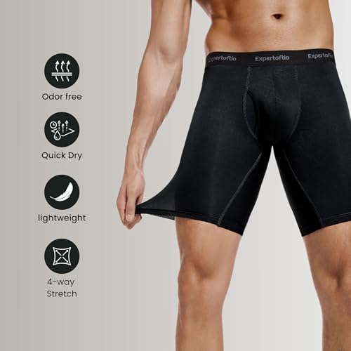 416f s3wzgl 1.jpg Expertoftio Men's 9 Inch Long Leg Boxer Briefs for Men: Performance & Moisture Wicking, Anting Chafing Relief, Fly Desig