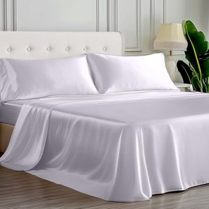 Hypoallergenic Soft Cooling Viscose Bamboo Bedding 4-Piece Queen Set Silver Gray | Breathable Silky Smooth Viscose Bamb