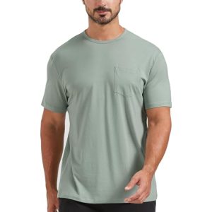Men's Ultra Soft Bamboo Viscose Pocket T-Shirt OEKO-TEX STANDARD 100 Lightweight Cooling Casual Shirt Classic Fit_short_