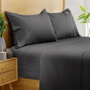 BAMPURE Ultra Soft Cooling Queen Sheets - 4 Pcs Queen Size Oeko-Tex Certified (Gray) BAMPURE Queen Size Cooling Sheets