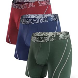 Dual Pouch Underwear Moisture Wicking Breathable Soft Men's Boxer Briefs with Fly 3 Pack Dual Pouch Underwear Moisture
