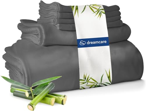 418xktmmlrl.jpg DREAMCARE 100% Viscose from Bamboo Cooling Sheets for Hot Sleepers - King Size Bed Sheets Set (Gray) OEKO-TEX STANDARD 1