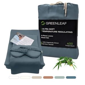 GREENLEAF 100% Organic Viscose Derived from Bamboo King Size Sheets | Ultra Soft & Cooling, 18" Deep Pocket, Double Stit
