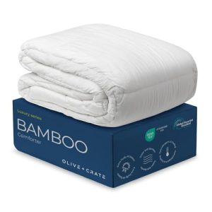 Olive + Crate Hypoallergenic Moisture-Wicking Breathable King Size Organic Bamboo Comforter - OEKO-TEX STANDARD 100