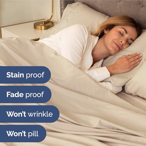 41a0tkgdal.jpg Extra Deep King Sheet Set - Breathable & Cooling Sheets - Hotel Luxury Bedding w/18-24 Inch Pockets - King Size - OEKO-T
