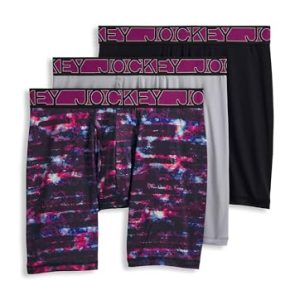 Jockey Men's Active Microfiber Underwear - Long Leg Boxer Brief, 9" Long Leg, 3 Pack - Breathable, Comfortable, Versatil