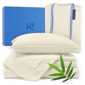 Kickoff 100% Organic Bamboo Viscose Sheets Queen Size Cool Bedding for Hot Sleepers